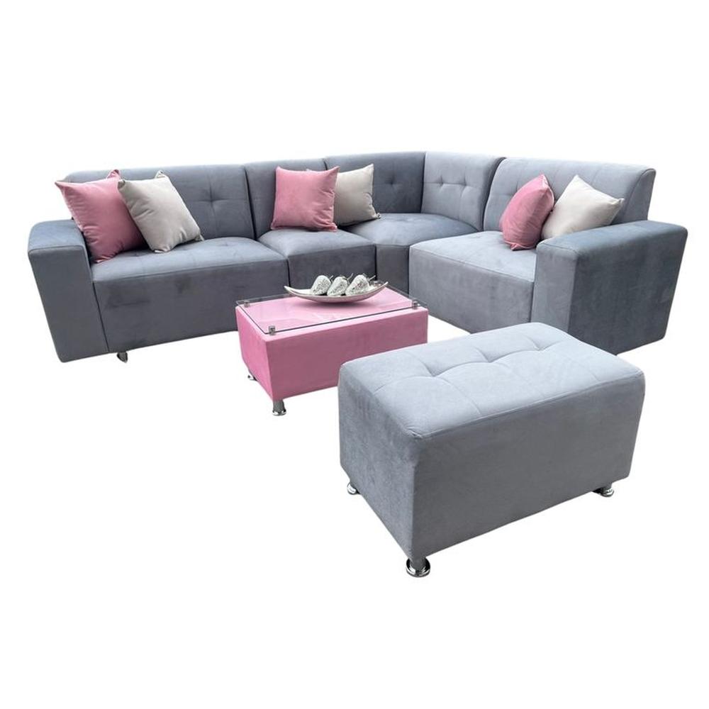 seccional leyva plata / mesa de centro / 6 cojines