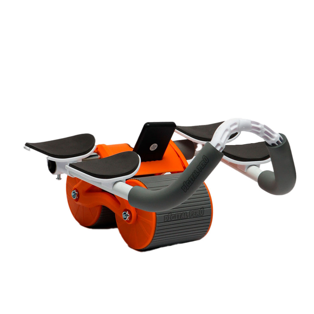 Rueda Abdominal Doble con Rebote Automático, Soporte y Temporizador Gratis Color Anaranjado