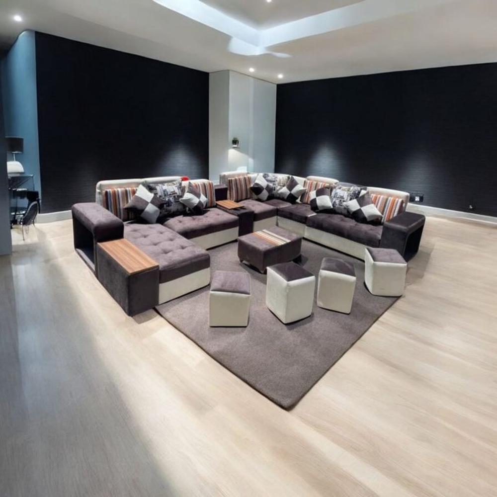 SECCIONAL EUROPEO MARRON  12 PIEZAS + 4 COJINES + MESITA