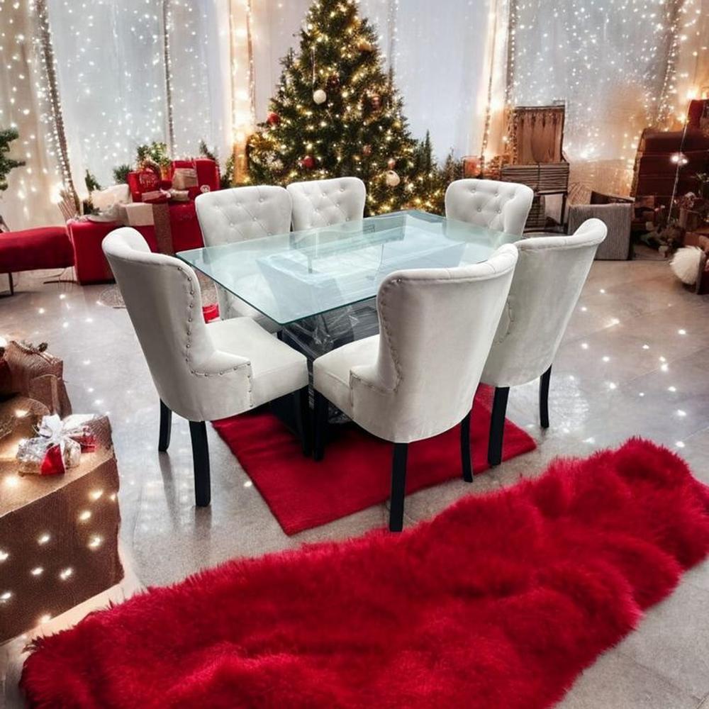 SALA DE COMEDOR MARIPOSA 6 SILLAS COLOR IVORY