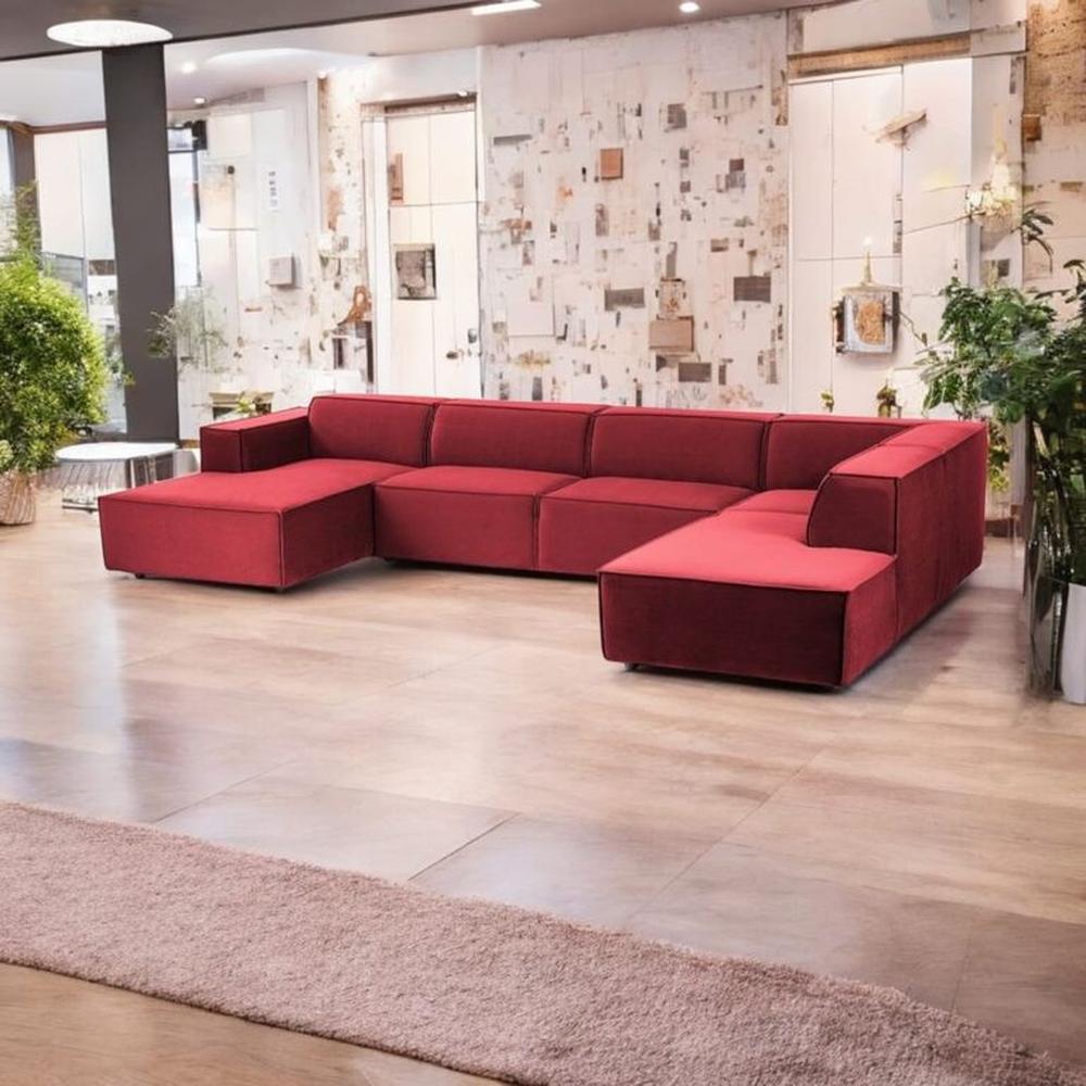 SECCIONAL PANORAMICO LUJO 5 PIEZAS COLOR ROJO