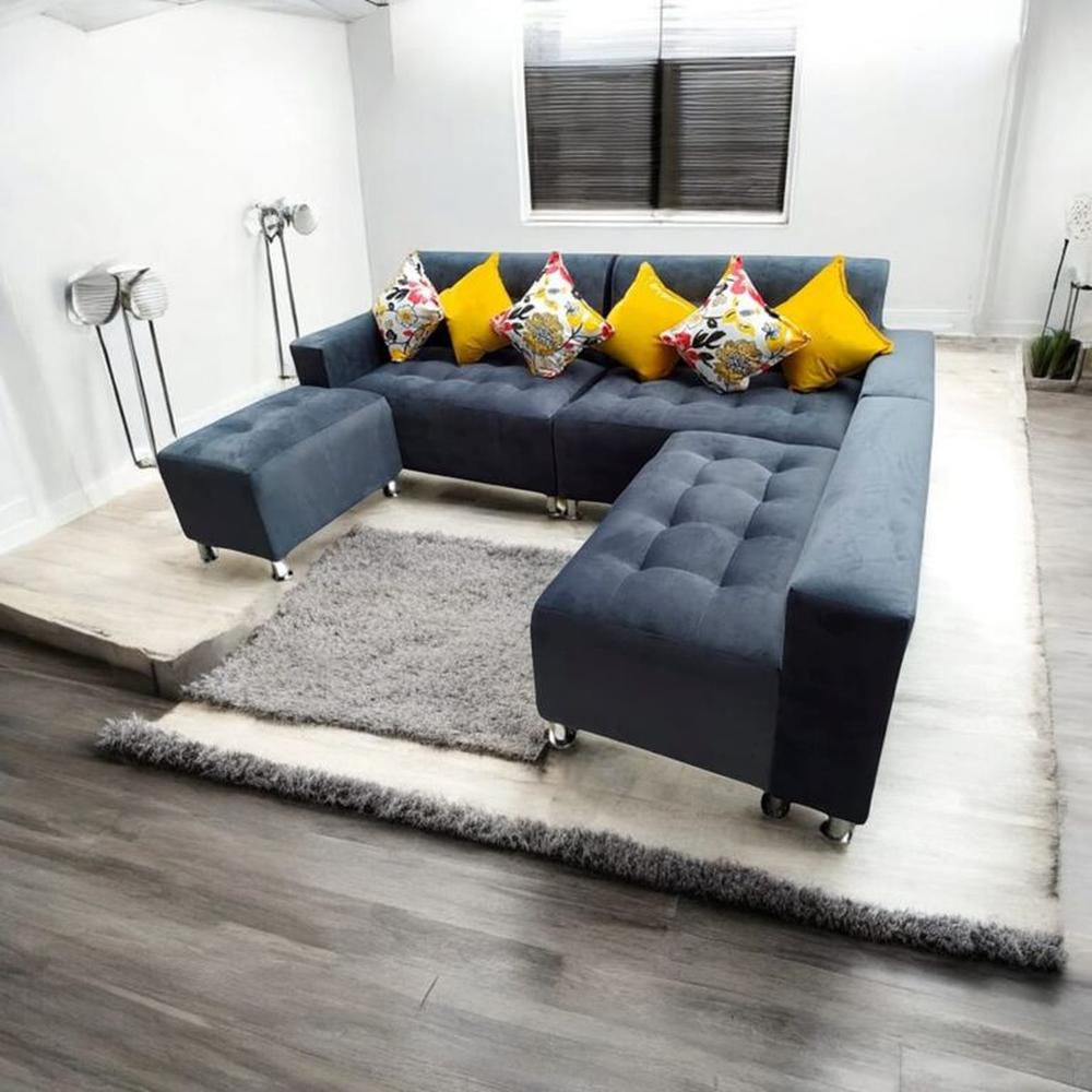 Seccional Paradisse PLOMO OSCURO 3 Piezas + Banqueta + 6 cojines -