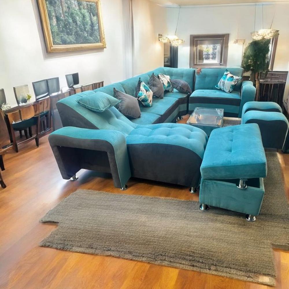 Seccional Vip  - 9 piezas + 6 cojines - turqueza