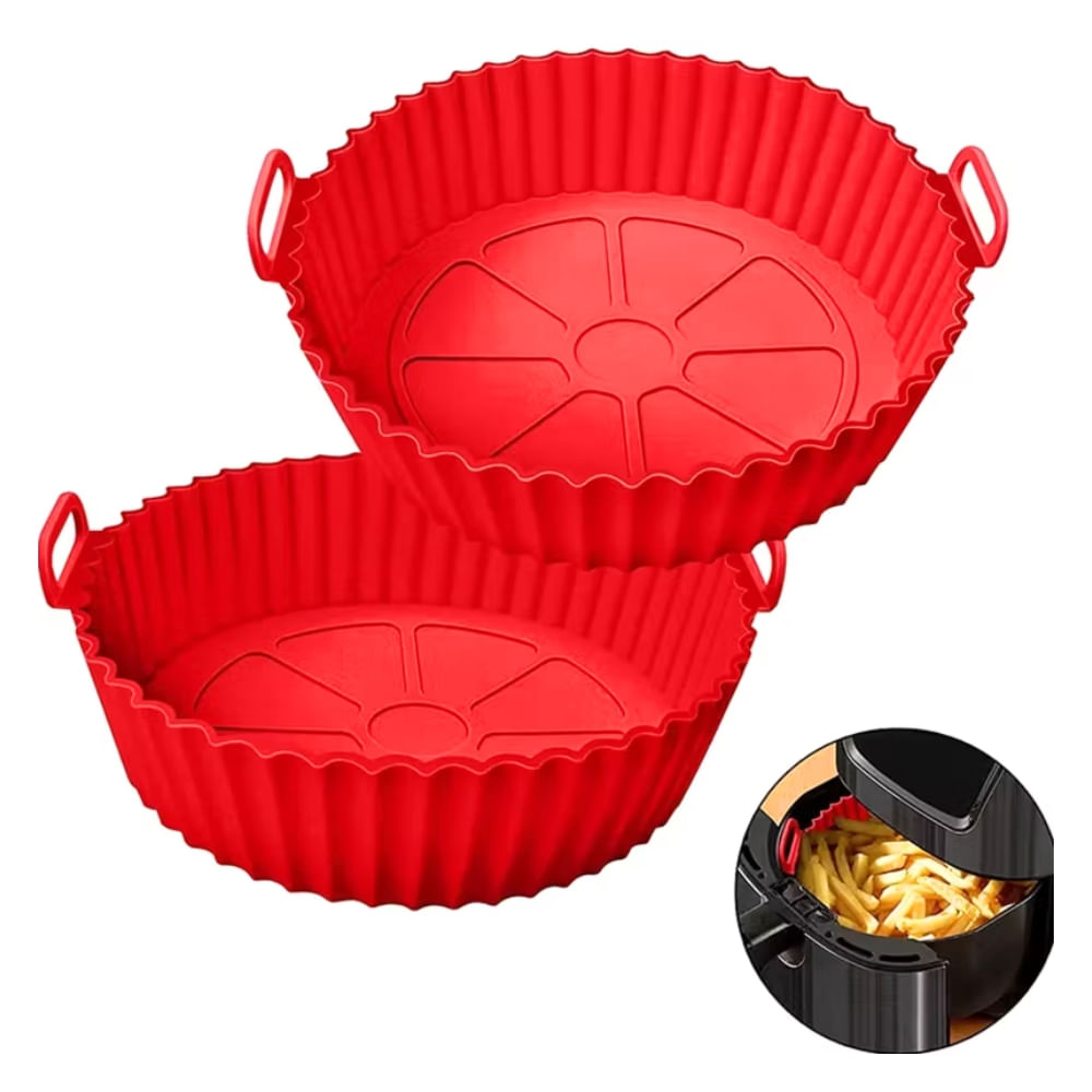 Molde Freidora Aire Silicona Reutilizable Antiadherente Rojo Molde Freidora Aire Silicona Reutilizable Antiadherente Rojo