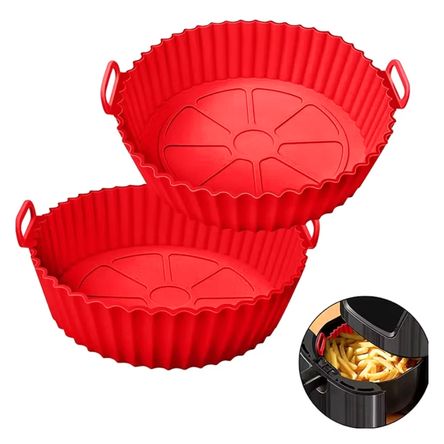 Molde Freidora Aire Silicona Reutilizable Antiadherente Rojo Molde Freidora Aire Silicona Reutilizable Antiadherente Rojo