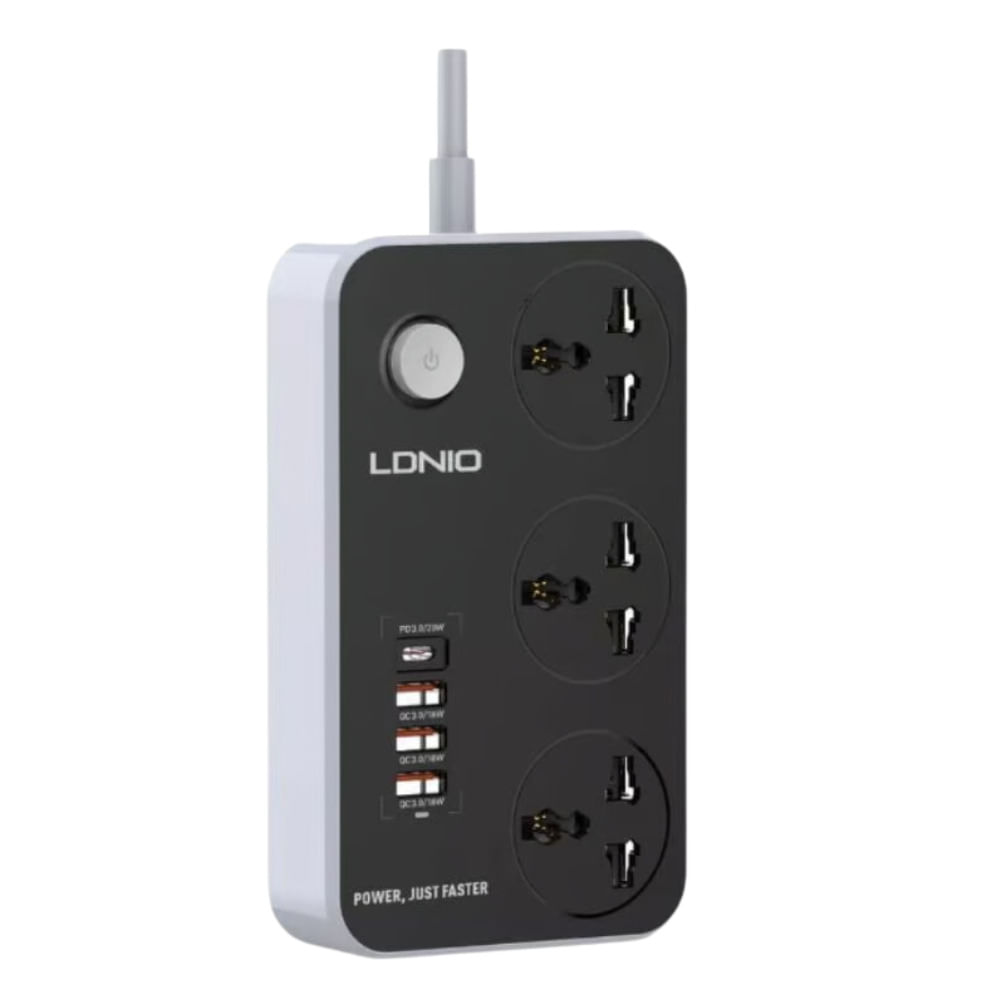 Supresor De Picos Extensión LDNIO 3 Tomas Universales 3 USB-A y 1USB-C