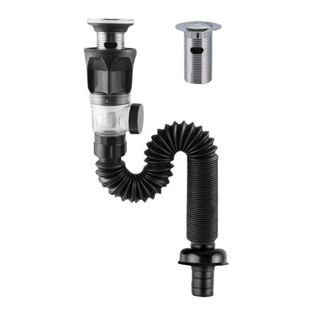 Sifón flexible anti olor push negro para Cocina Multifuncional o Baño Sifón flexible anti olor push negro para Cocina Multifuncional o Baño