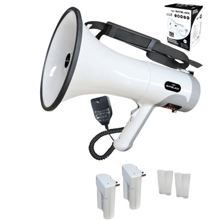 Megafono Recargable de 250w Batblack BT-MF250 con Sistema de Grabacion y Sirena 24030 Megafono Recargable de 250w Batblack BT-MF250 con Sistema de Grabacion y Sirena 24030