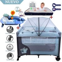 Cuna Corral Ebaby Happy Dream Celeste-Colchón y Bañera