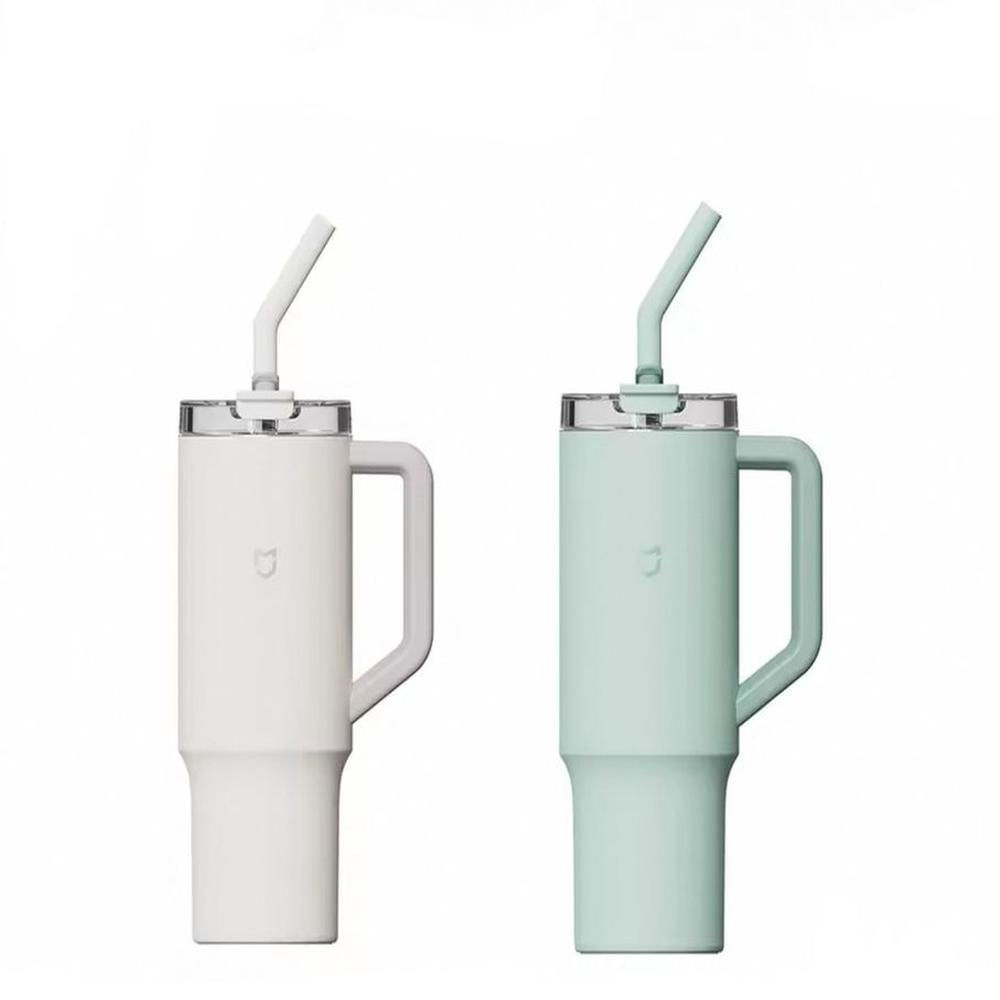 termo xiaomi 1Litro con Pajita de Silicona - blanco