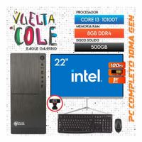 Computadora PC Intel Core i3 10100T 10MA GEN RAM 8GB SSD 500GB Monitor 22 FHD