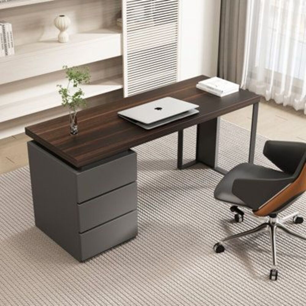 Escritorio Moderno Patricio 3 Cajones Color Fume/Plomo TU MESITA