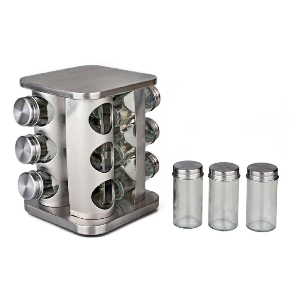 Set de Condimenteros 12 Frascos Con Base Giratorio MS-393