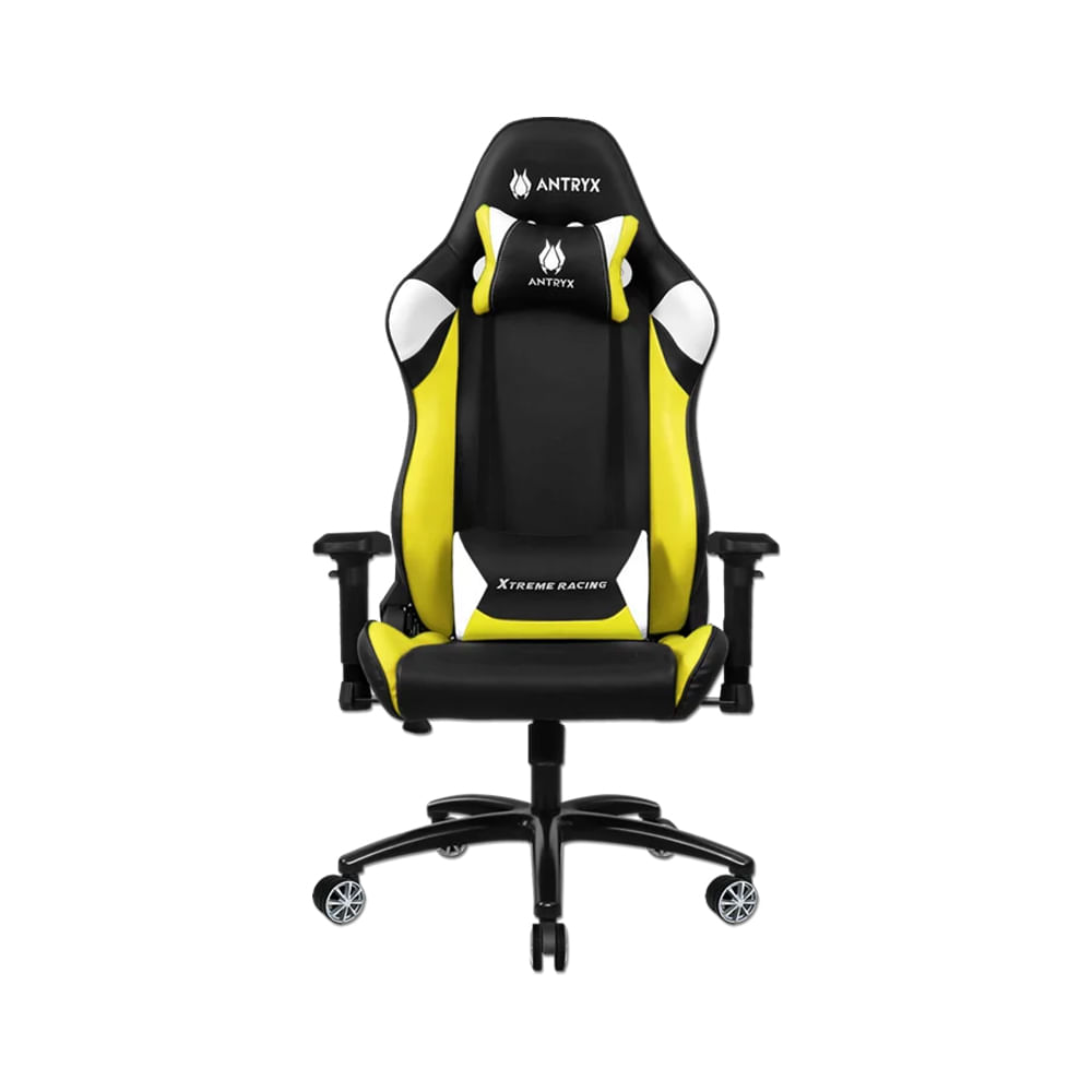 Silla Gaming ANTRYX Daytona X Amarilla, ergonómica, con soporte lumbar y reposabrazos ajustable