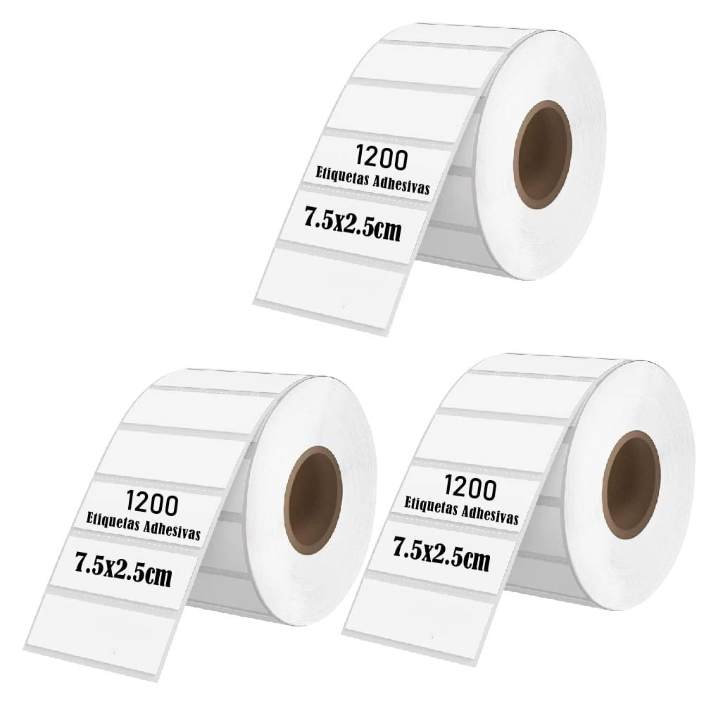 Etiqueta Termica Adhesiva 7.5x2.5cm Pack 3 Rollos
