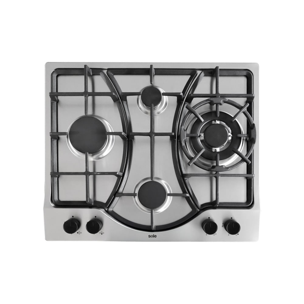 Encimera de Acero Inoxidable Sole 58 Cm c/Wok 4 Hornillas