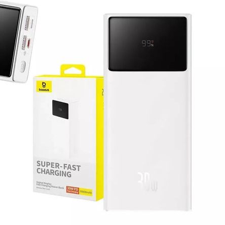 Power Bank Baseus 30000mha Carga Rápida 30W Led display - Blanco Power Bank Baseus 30000mha Carga Rápida 30W Led display - Blanco
