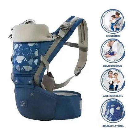 Canguro Para Bebé Ergonómico Ballena 3 en 1 Azul Azul Canguro Para Bebé Ergonómico Ballena 3 en 1 Azul Azul