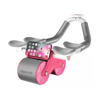 Rueda Abdominal Doble con Rebote Automático, Soporte y Temporizador Gratis Color Rosado
