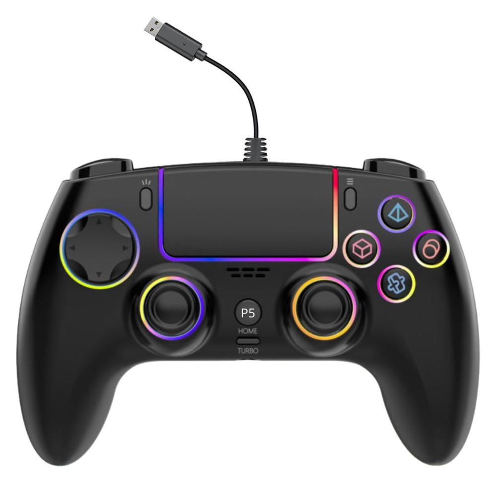 Mando con Cable para PS5 PS4 PC con Luz RGB Sensor y Vibración 5005W N