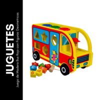 Juego de Madera Bus Rojo con Figuras Geometricas