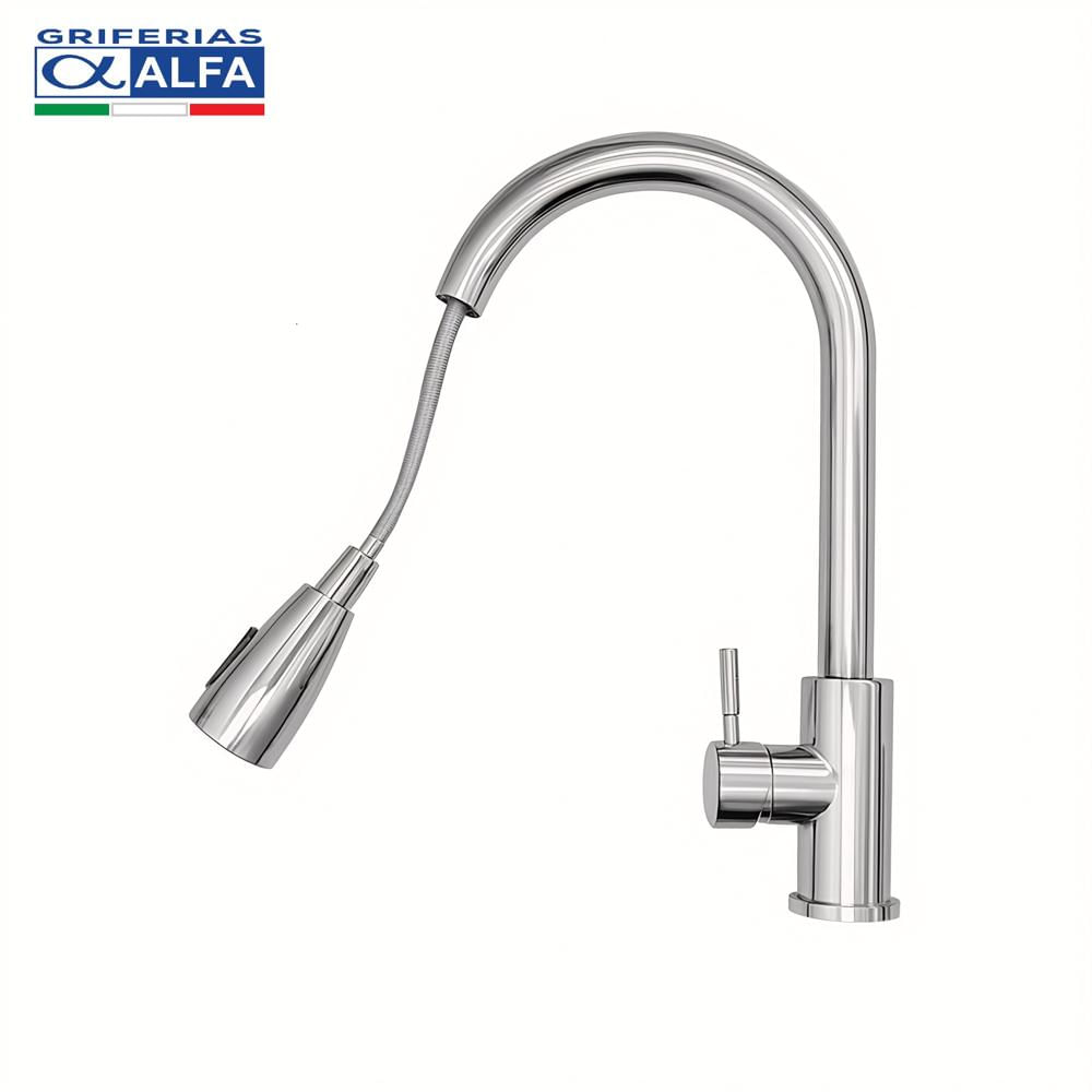 Llave Ganso Retráctil Extraíble Mezcladora Monocomando al Mueble ALF-2100 ALFA