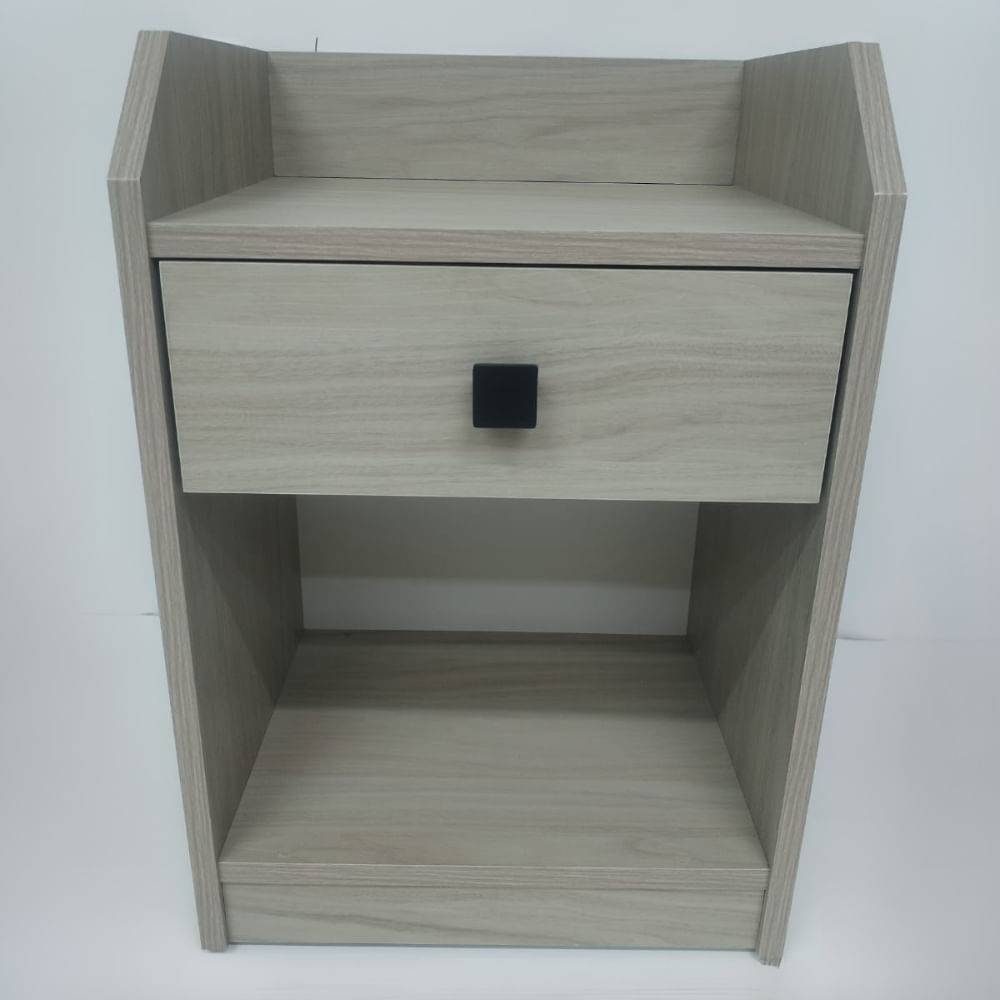 Mesa de noche Ferdix Hauga Nacar con cajón y perilla cuadrada negra