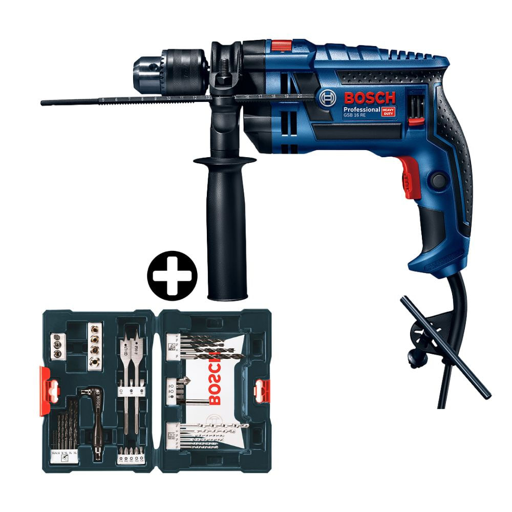 Combo Bosch: Taladro 1/2"" Gsb 16Re + Set de 41 Piezas X-Line