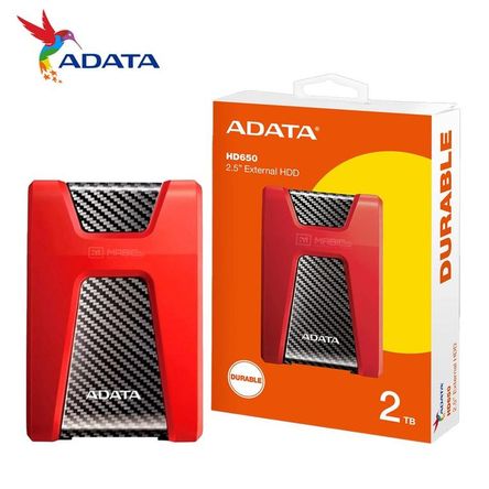 Disco Sólido Externo Adata HD650 2TB - Rojo - Portátil