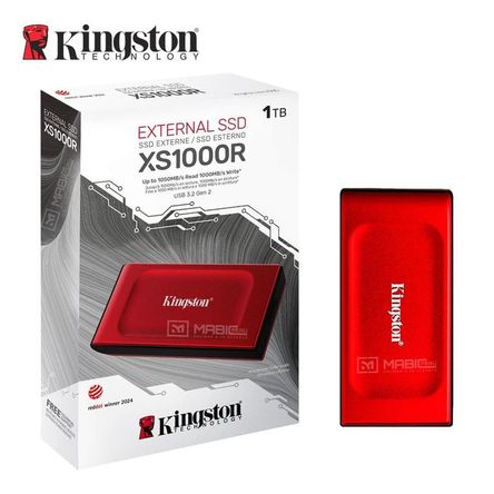 Disco Sólido Externo Kingston XS1000 1TB - Rojo - Portátil Disco Sólido Externo Kingston XS1000 1TB - Rojo - Portátil