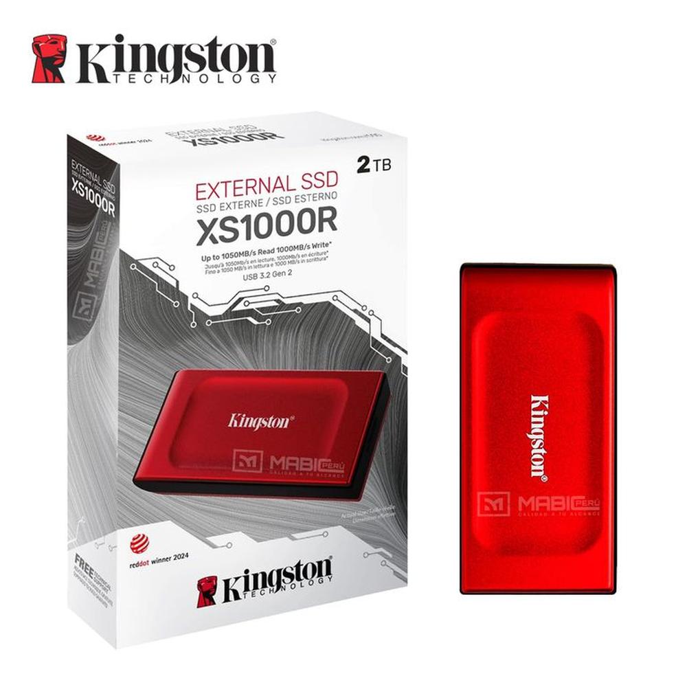 Disco Sólido Externo Kingston XS1000 2TB - Rojo - Portátil Disco Sólido Externo Kingston XS1000 2TB - Rojo - Portátil