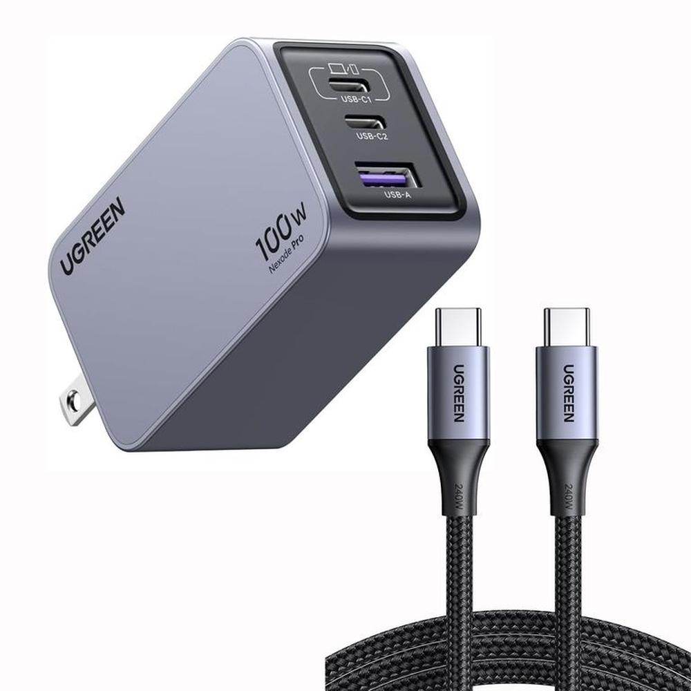 Cargador Ugreen 100W USB-C Nexode PRO 3-Puertos GaN Fast Charge