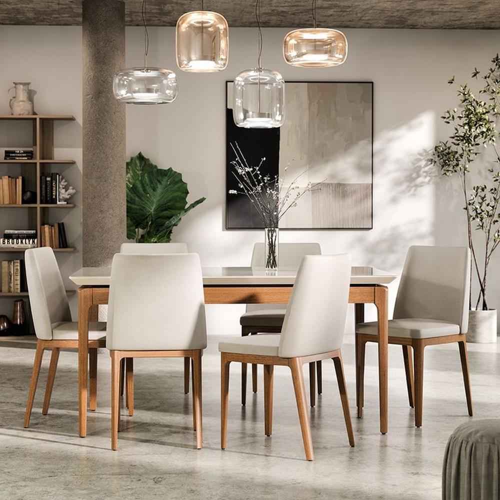 COMEDOR 6 SILLAS MADERA CITY LINO BEIGE
