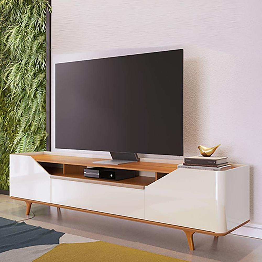 MESA DE TV ARC PATAS MADERA OFF WHITE & NATURE 70