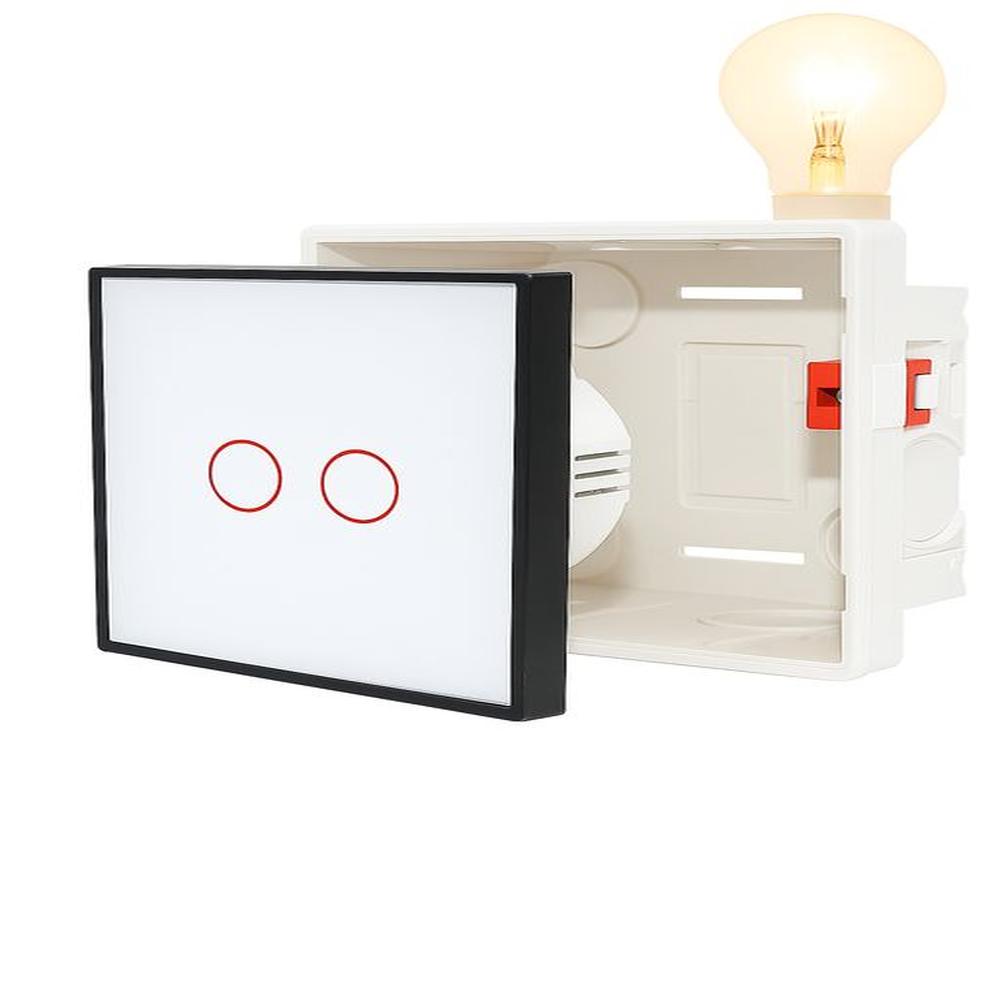 PACK CAJA UNIVERSAL + INTERRUPTOR TÁCTIL 2 BOTONES BLANCO (SIN WIFI)