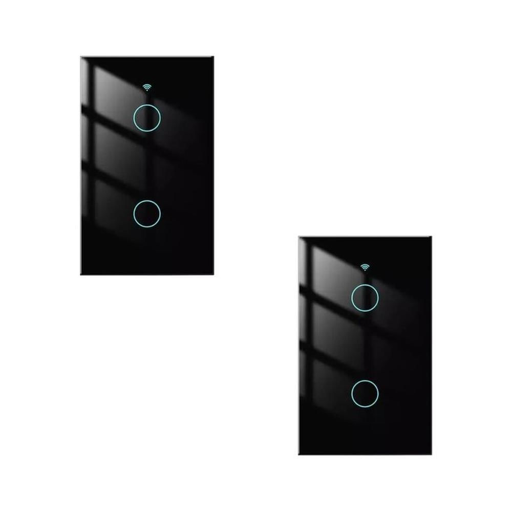 PACK X2 INTERRUPTOR SMART WIFI ALEXA GOOGLE 2 BOTONES NEGRO