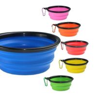 2 PLATOS DE SILICONA PLEGABLE PARA MASCOTAS DE 650ML