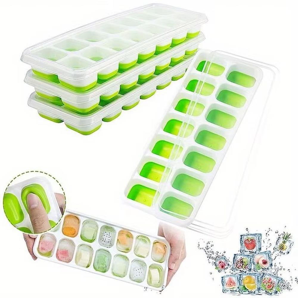 BANDEJA PARA CUBITO DE HIELO VERDE X14 CUBITOS CON TAPA
