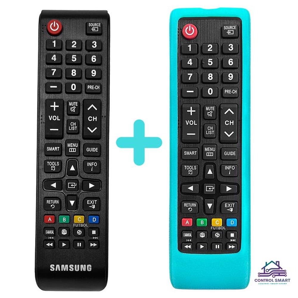 Control Remoto Para Tv Samsung Smart +  Funda Celeste Fosforescente