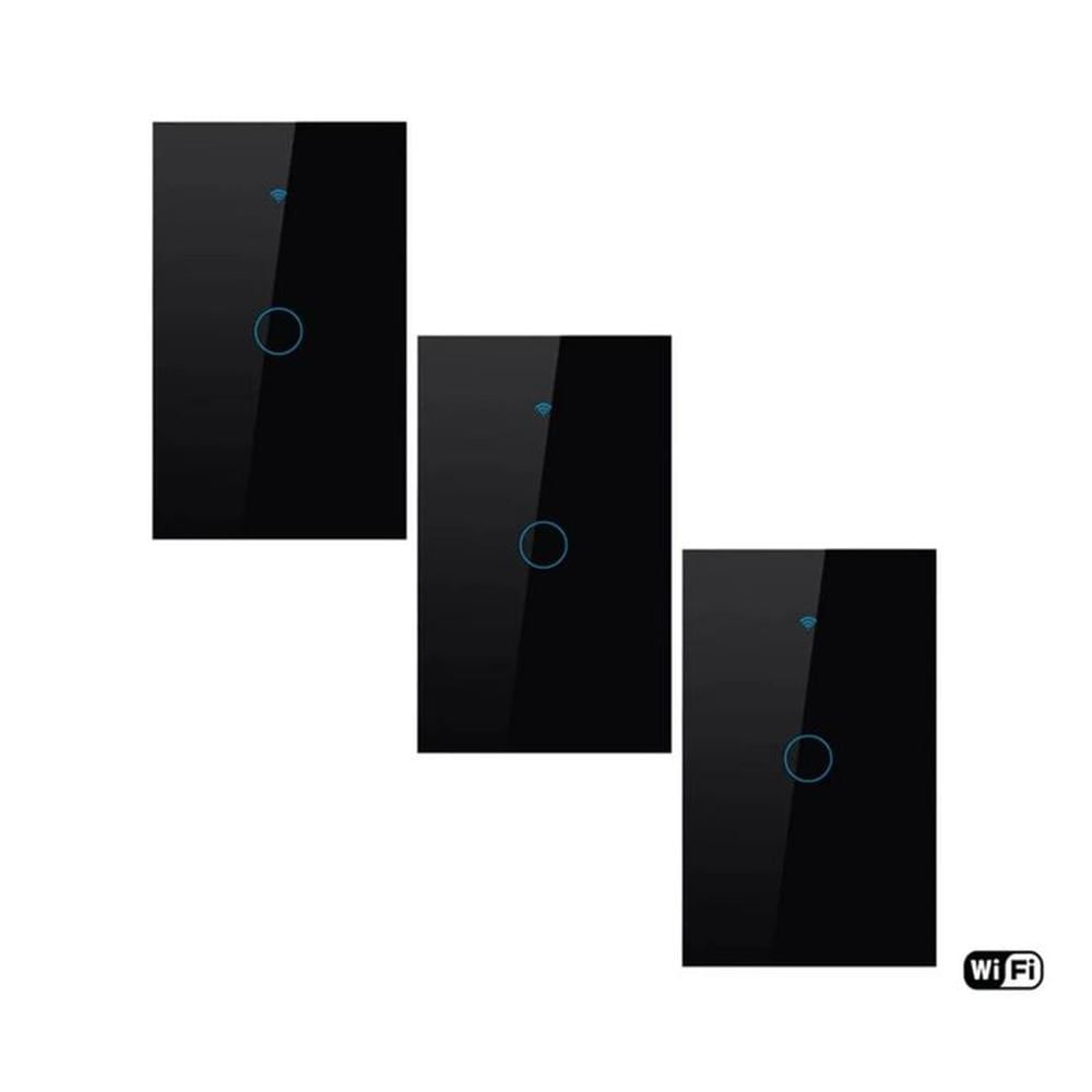 PACK X3 INTERRUPTOR SMART WIFI ALEXA GOOGLE 1 BOTÓN NEGRO
