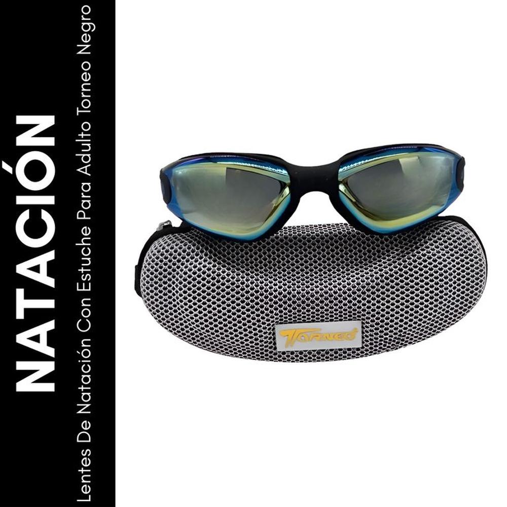 Lentes De Natación Con Estuche Para Adulto Torneo Negro