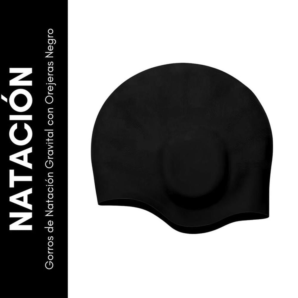 Gorro De Natacion Silico Con Orejera Gravital Negro