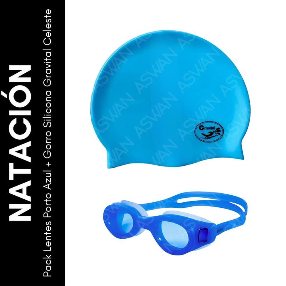 Pack Lentes Porto Azul + Gorro Silicona Gravital Celeste