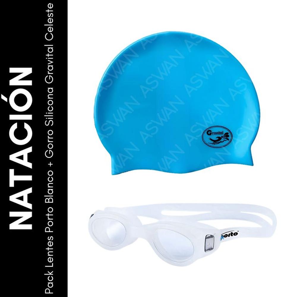 Pack Lentes Porto Blanco + Gorro Silicona Gravital Celeste
