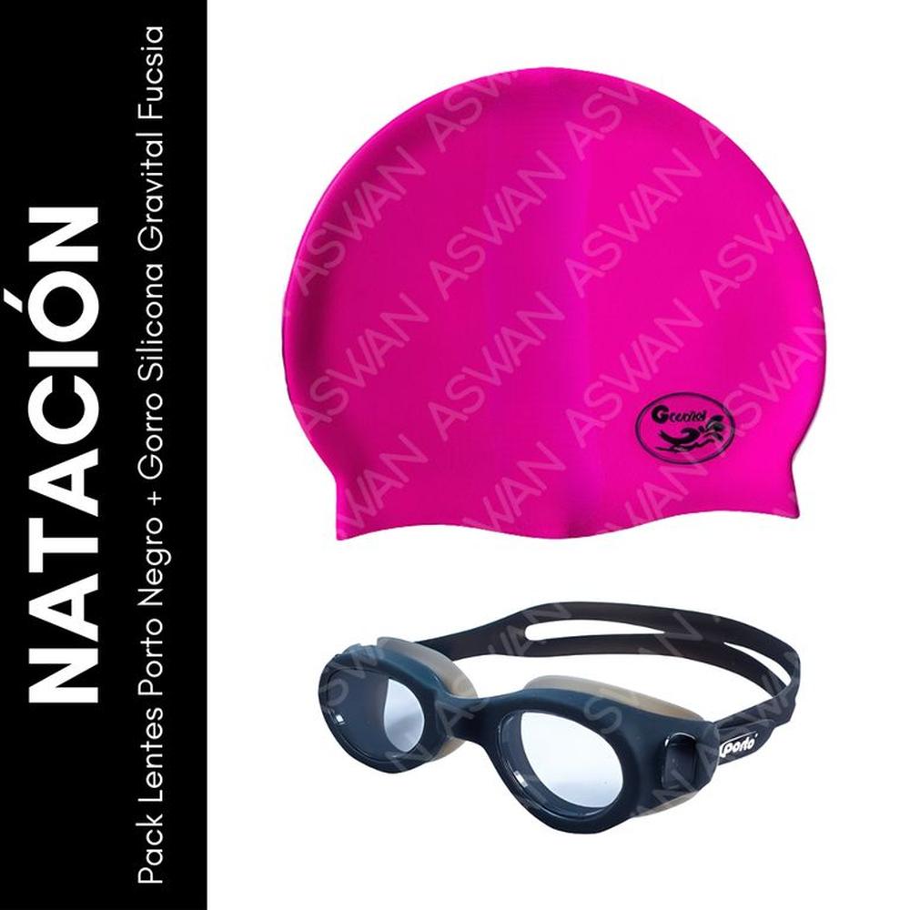 Pack Lentes Porto Celeste + Gorro Silicona Gravital Fucsia