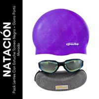 Pack Lentes Con Estuche Torneo Negro + Gorro Porto Morado