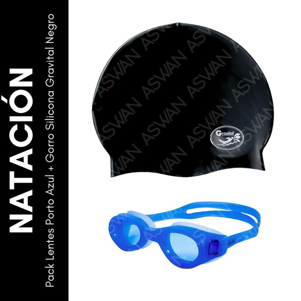Pack Lentes Porto Azul + Gorro Silicona Gravital Negro