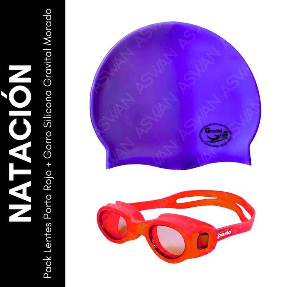 Pack Lentes Porto Rojo + Gorro Silicona Gravital Morado
