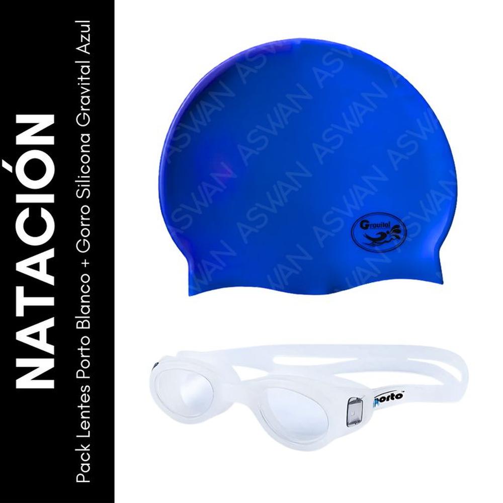 Pack Lentes Porto Blanco + Gorro Silicona Gravital Azul