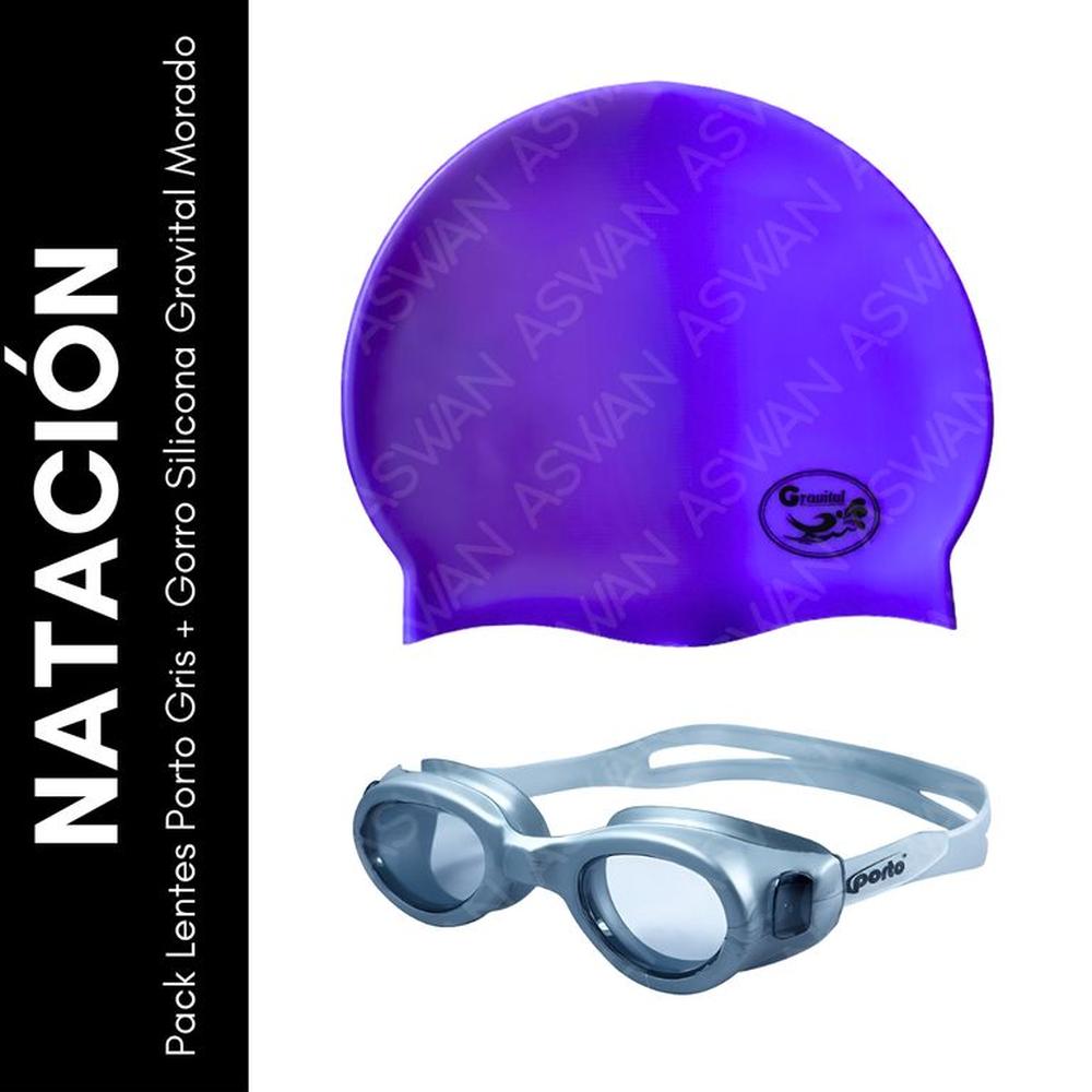 Pack Lentes Porto Gris + Gorro Silicona Gravital Morado